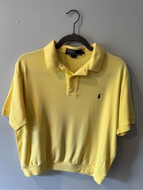 True Vintage Polo Ralph Lauren Butter Yellow Oversized Crop Polo L